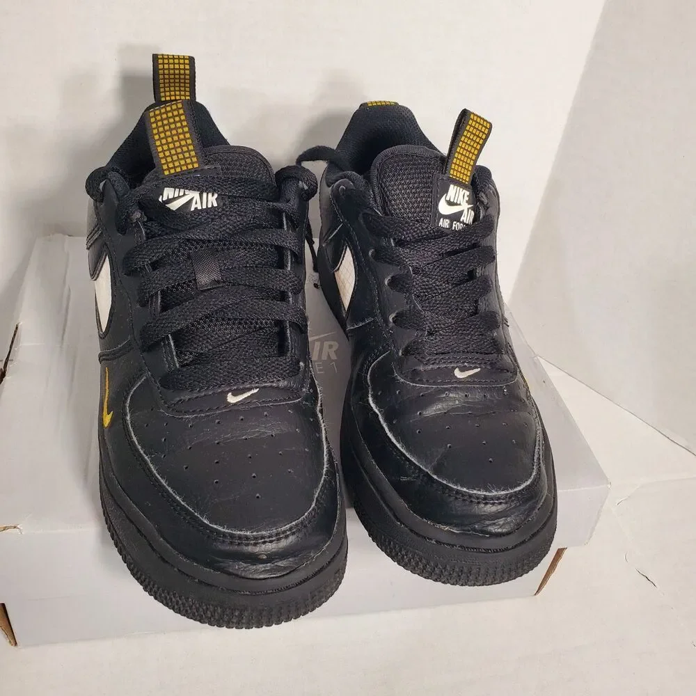 Nike Air‎ Force 1 LVB GS Black/White University Gold Size 5Y HF0095 001